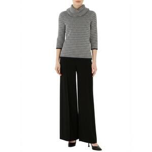 TALBOTS Sweater Blouse‎ Womens Size SP Black White Petite Fit Cowl Neck Modern